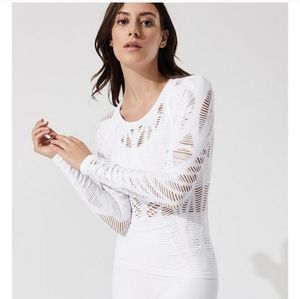 F21 White Slashed Workout Top